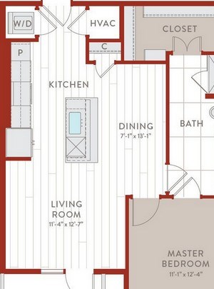 Aura Bluffview Apartments A16 Floor Plan Aura Bluffview Apartments A16 Floor Plan